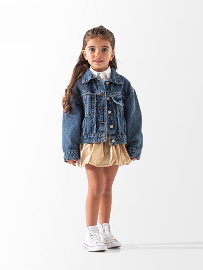 جاكيت جينز (دينيم) كلاسيكية للأطفال بتصميم عصري ولمسات أنيقة ومريحة