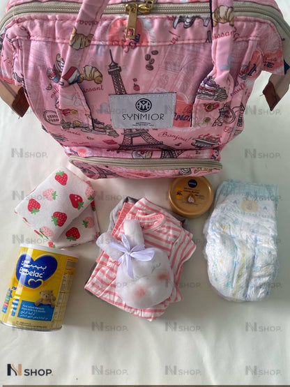 Mommy Baby Diaper bag Fashion multifunction Living Paris Pink image 3