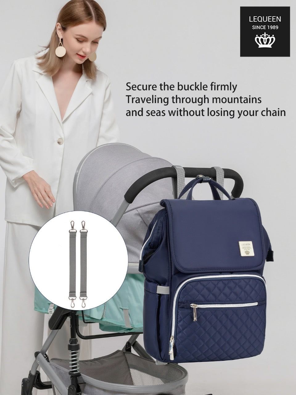 حقيبة الأم الأصلية ليكوين دايموند الجيل السابع المقاومة للماء – فخامة وعملية لا مثيل لها لجميع مستلزمات طفلك!