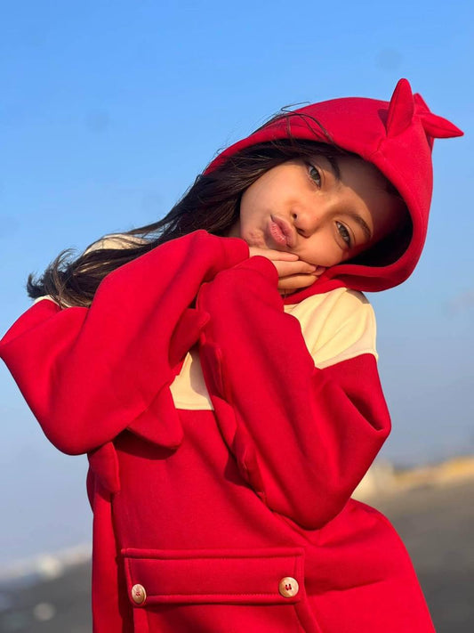 Plush Red Crocodile Hoodie for Toddlers