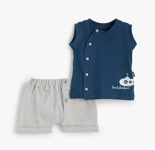 بيجامه اطفال صيفي جونيور تي شيرت ازرق و شورت