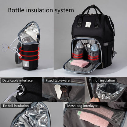 Lequeen Diamond 7TH Edition Waterproof Original mommy bag - الجيل السابع الدايموند من ليكوين جلد طبيعي اسود image 6