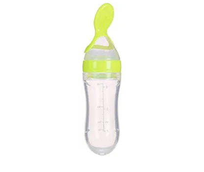 ببرونة بمعلقة للأطفال Baby food feeding bottle - green image