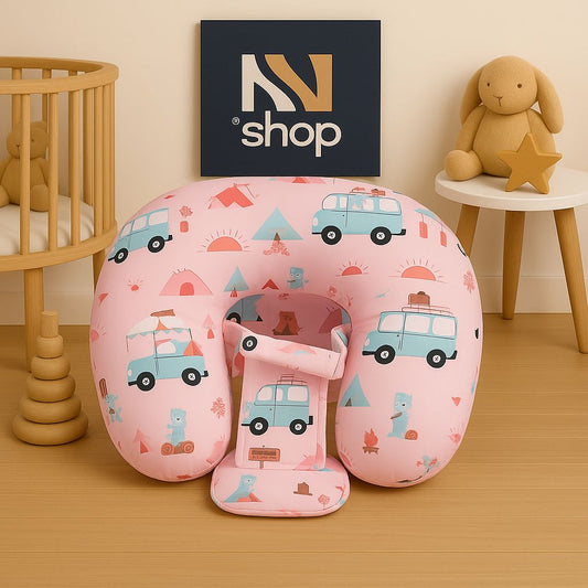 مخدة رضاعة + حزام أمان لتعليم الجلوس قابل للإزالة خامة قطن image 0