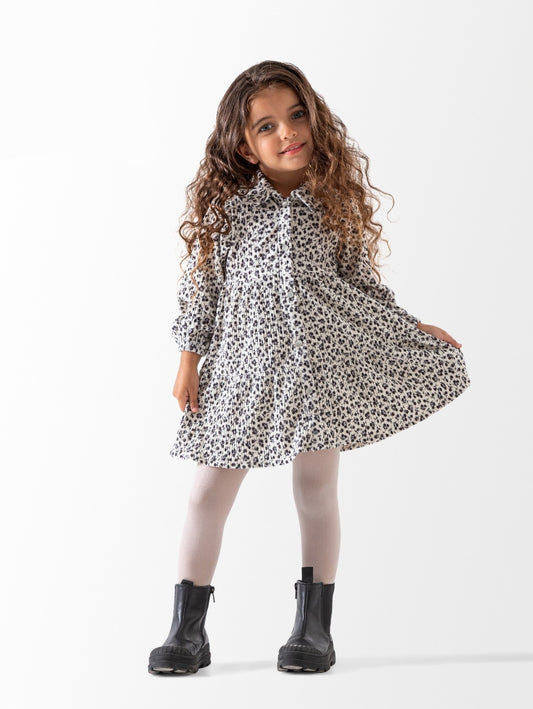 فستان أطفال أنيق بطبعة زهور سوداء الكلاسيكية