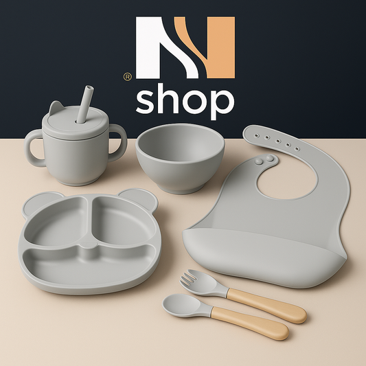 Baby Silicone Feeding Set Grey image 0
