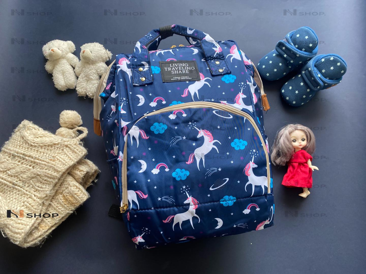 Mommy Baby Diaper bag Fashion multifunction Living Uni Blue image 0