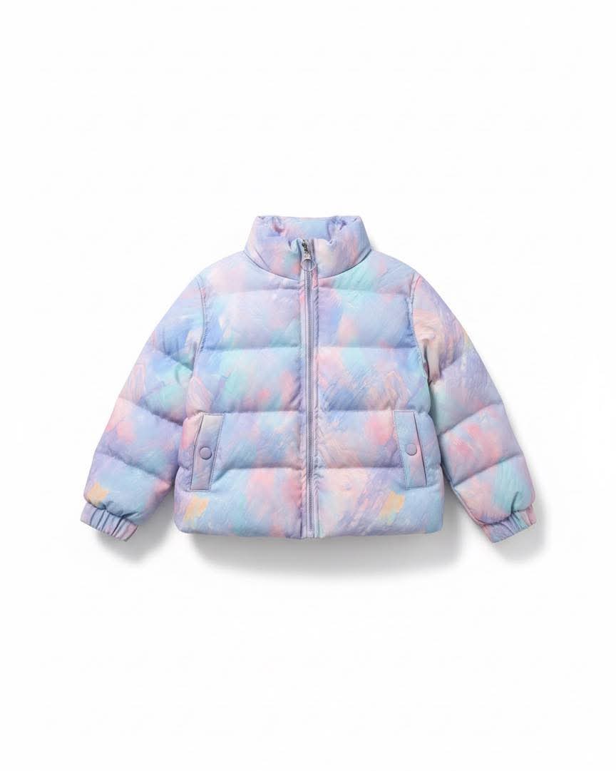 Kids' Puffer Tie-Dye Lavender Jacket