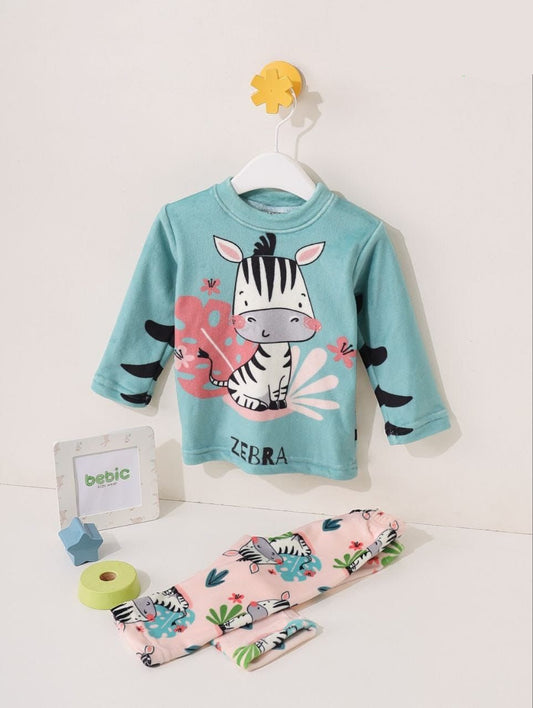 Cozy Zebra Long-Sleeve Top & Printed Leggings Set