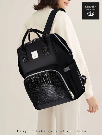 Lequeen Diamond 7TH Edition Waterproof Original mommy bag - الجيل السابع بلس الدايموند من ليكوين جلد طبيعي كحلي image 2