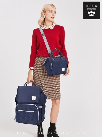 Lequeen Mini Diamond 7TH Edition Soft Waterproof Original mommy bag - Mini K Cover Blue ليكوين كروس ميني باج أعلى فئة image 4