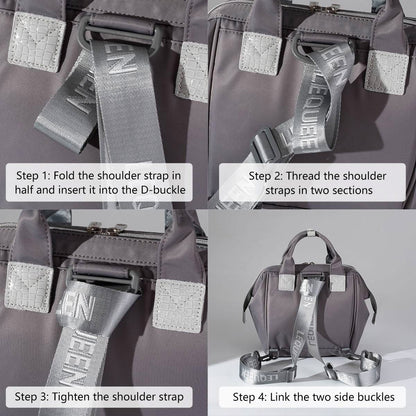 Lequeen Diamond 7TH Edition Waterproof Original mommy bag - الجيل السابع بلس الدايموند من ليكوين جلد طبيعي رصاصي image 9