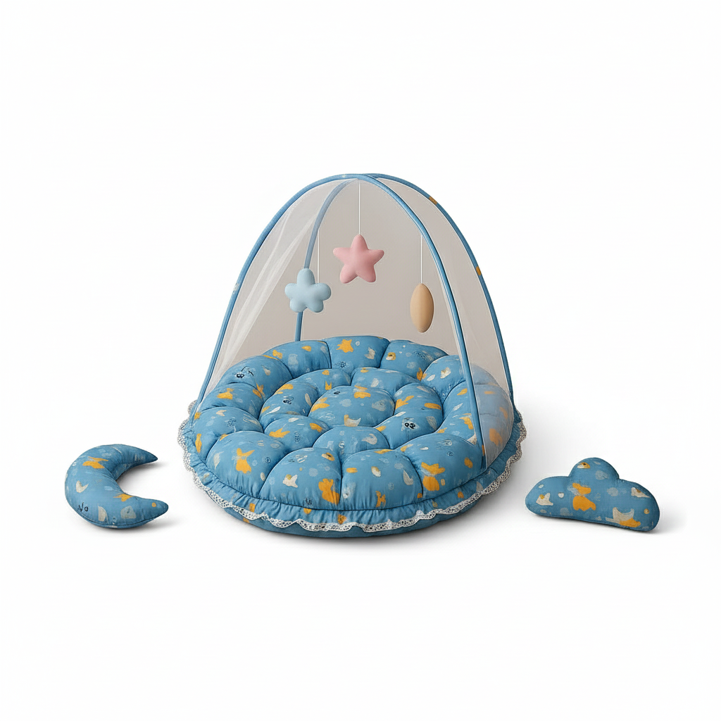 Cozy and Portable Baby Nest with Playful Accents
