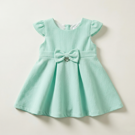 فستان اطفال بناتي اخضر ساده فاتح