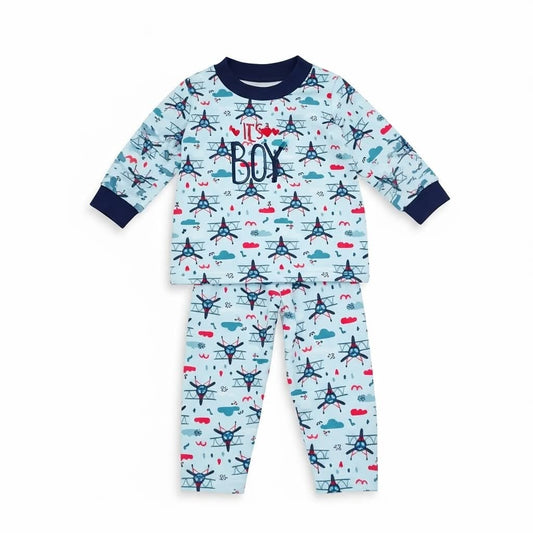 "It's a Boy" Airplane Print Baby Pajama Set - Soft Cotton Sleepwear