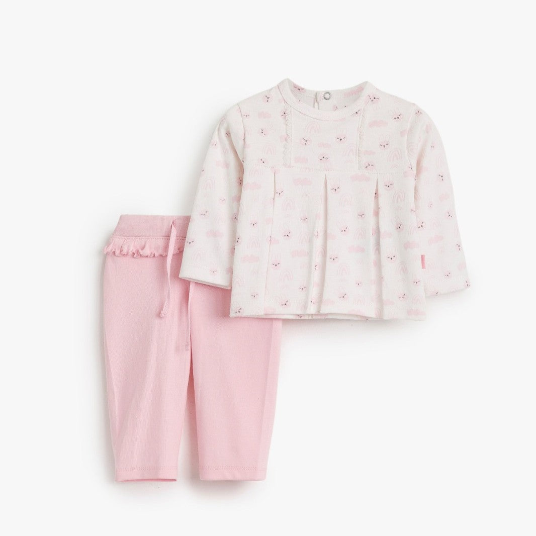 بيجامه جونيور كريمي بنطلون بينك