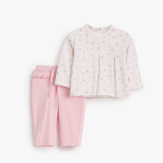 بيجامه جونيور كريمي بنطلون بينك