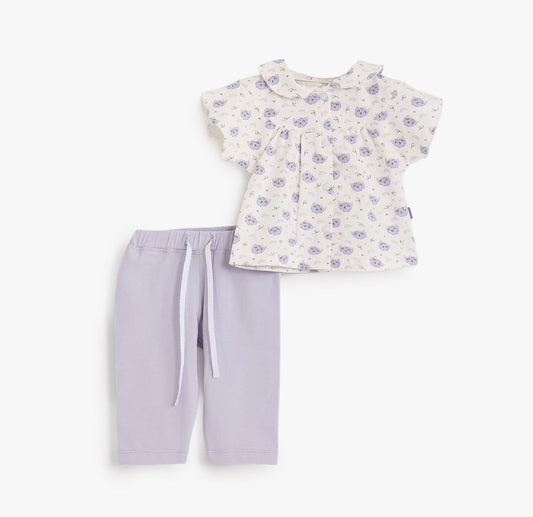 بيجامه جونيور تي شيرت ابيض بنطلون موف