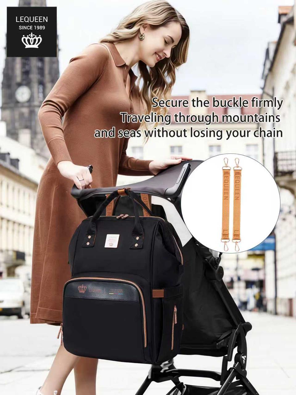 Lequeen 8th Generation Gold Classic Black - حقيبه ليكوين الجيل التامن جولد كلاسيك اسود