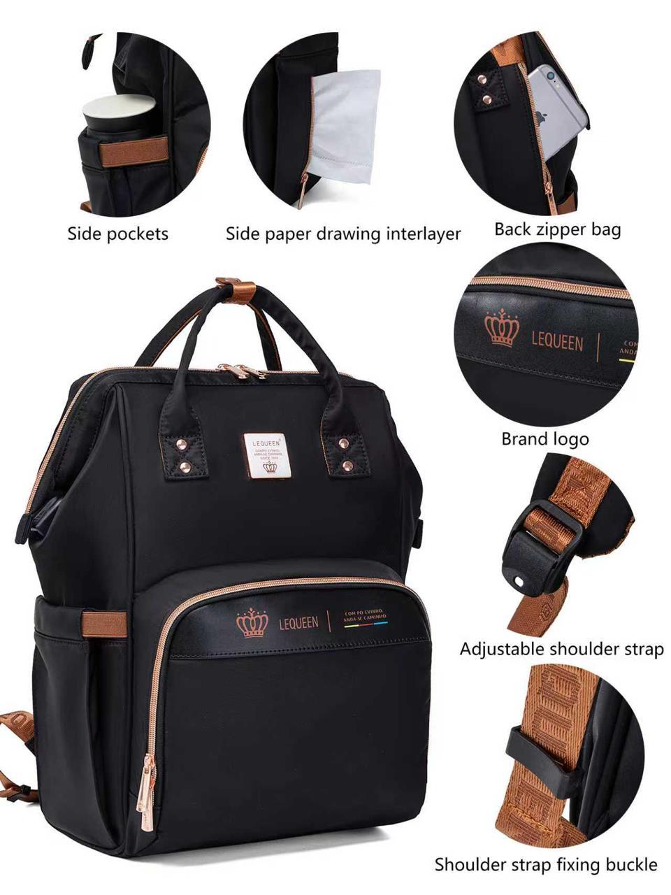 Lequeen 8th Generation Gold Classic Black - حقيبه ليكوين الجيل التامن جولد كلاسيك اسود