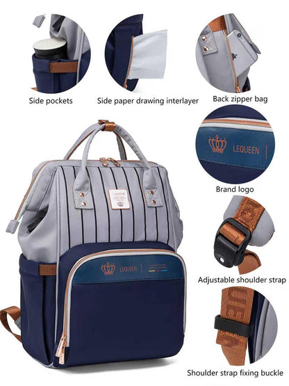 Lequeen 8th Generation Gold Classic Blue Grey - حقيبه ليكوين الجيل التامن جولد كلاسيك ازرق رصاصي