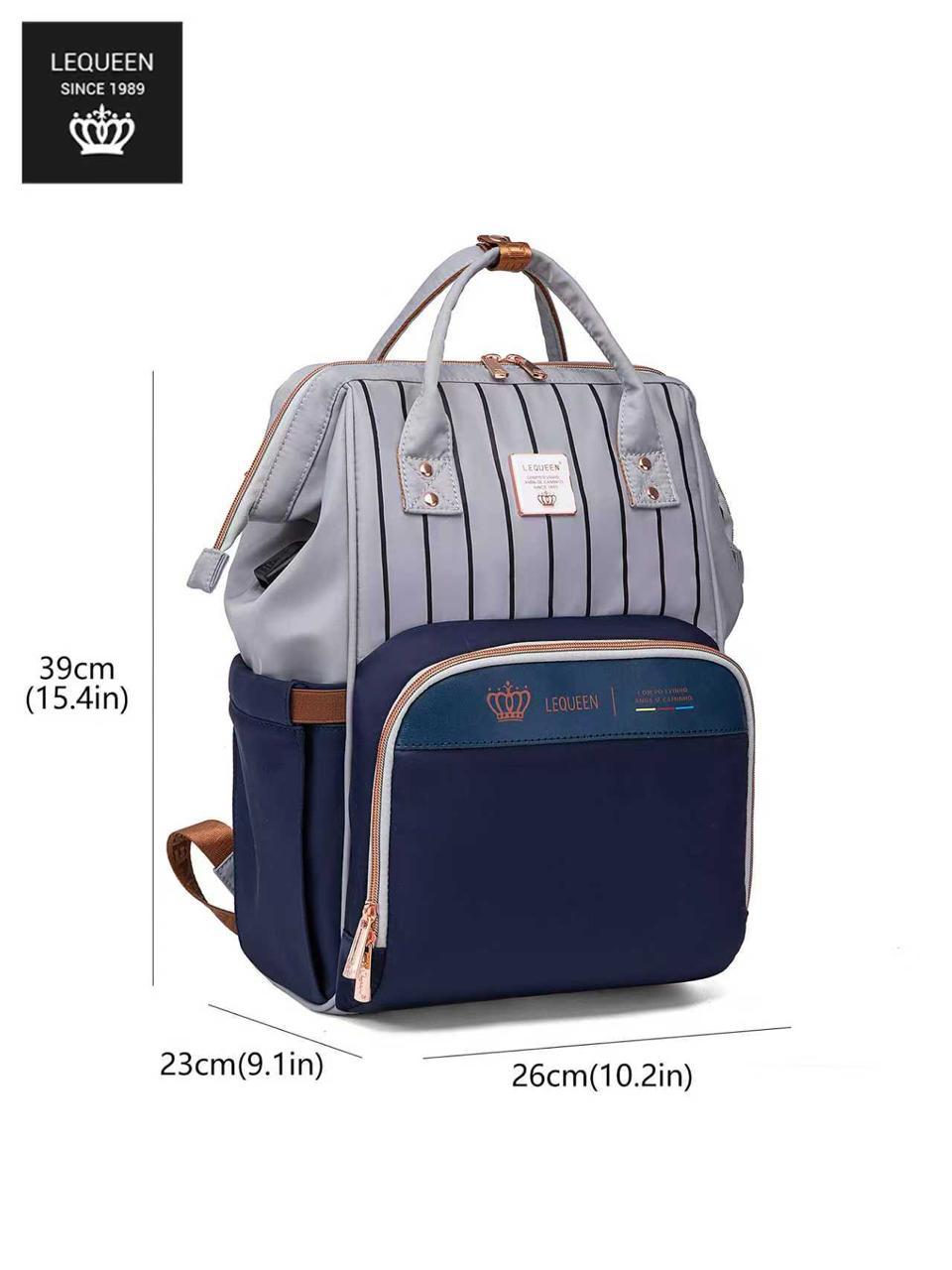 Lequeen 8th Generation Gold Classic Blue Grey - حقيبه ليكوين الجيل التامن جولد كلاسيك ازرق رصاصي