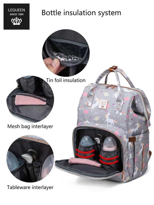 Lequeen 8th Generation Gold Classic Grey New Unicorn - حقيبه ليكوين الجيل التامن جولد كلاسيك يونيكورن رصاصي نيو