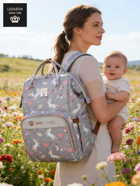 Lequeen 8th Generation Gold Classic Grey Unicorn - حقيبه ليكوين الجيل التامن جولد كلاسيك يونيكورن رصاصي