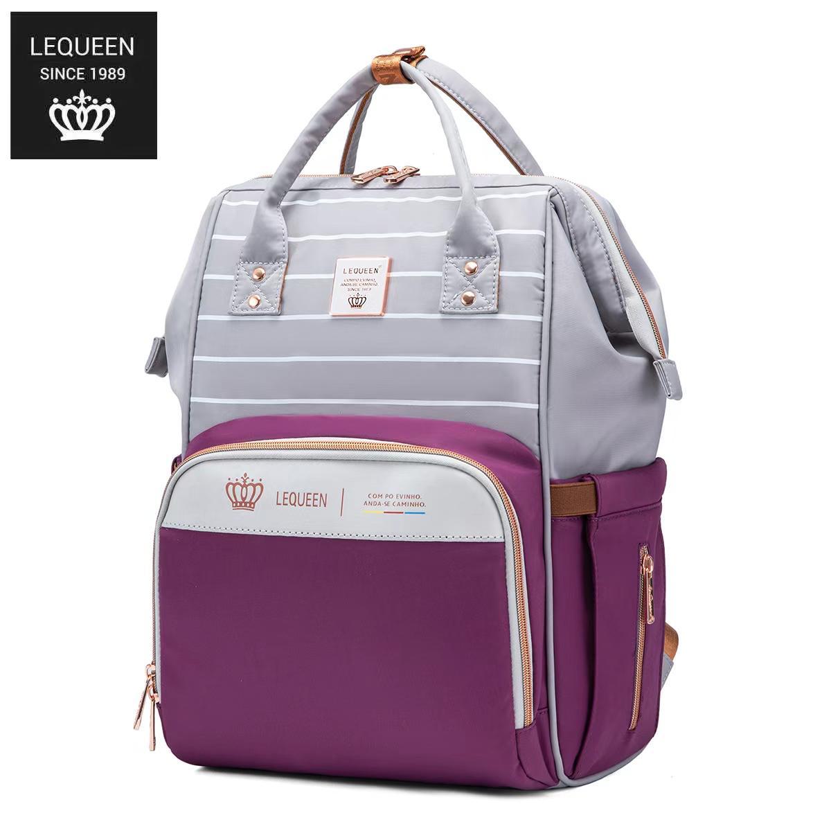 Lequeen 8th Generation Gold Classic Purple Grey - حقيبه ليكوين الجيل التامن جولد كلاسيك بنفسجي رصاصي