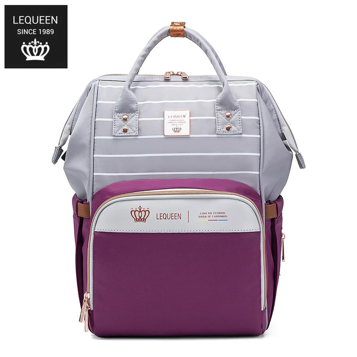 Lequeen 8th Generation Gold Classic Purple Grey - حقيبه ليكوين الجيل التامن جولد كلاسيك بنفسجي رصاصي