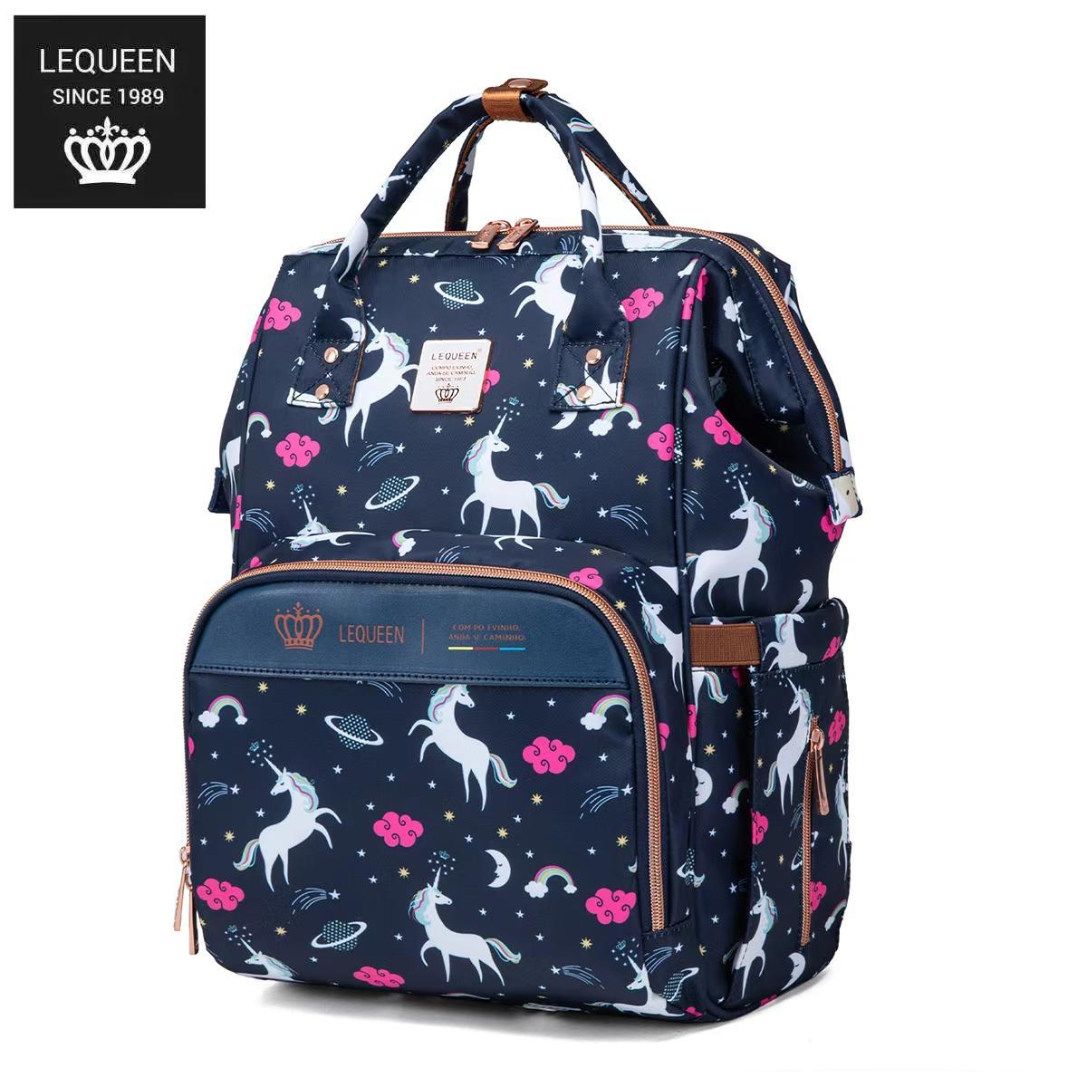 Lequeen 8th Generation Gold Classic Blue Unicorn - حقيبه ليكوين الجيل التامن جولد كلاسيك يونيكورن ازرق