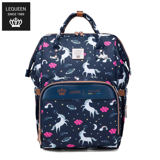 Lequeen 8th Generation Gold Classic Blue Unicorn - حقيبه ليكوين الجيل التامن جولد كلاسيك يونيكورن ازرق