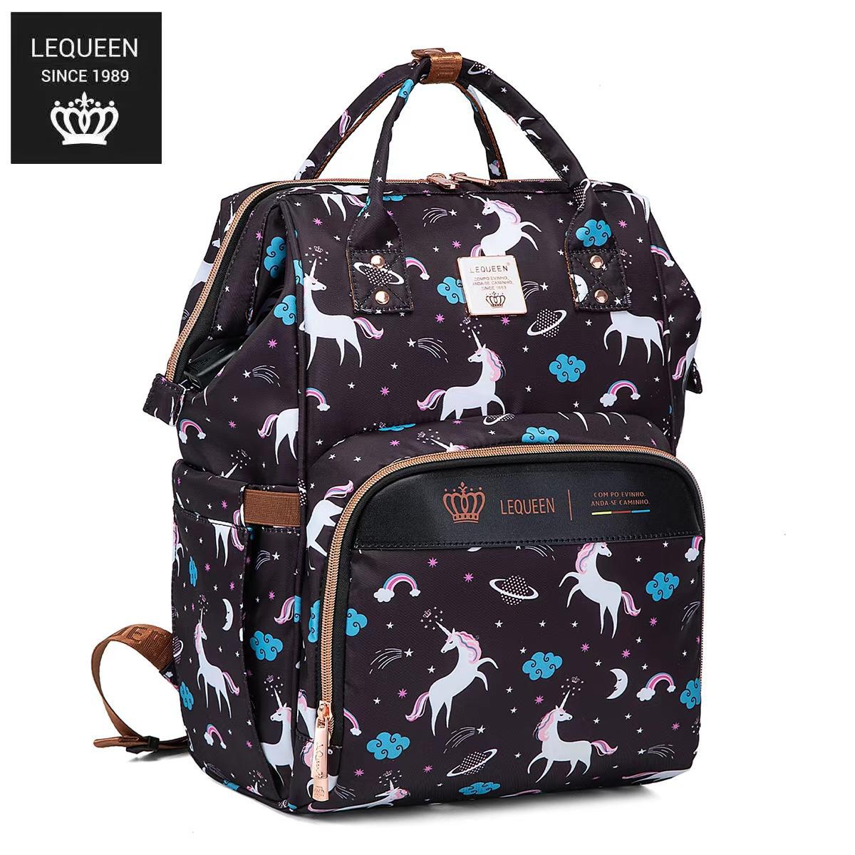Lequeen 8th Generation Gold Classic Black Unicorn - حقيبه ليكوين الجيل التامن جولد كلاسيك يونيكورن اسود