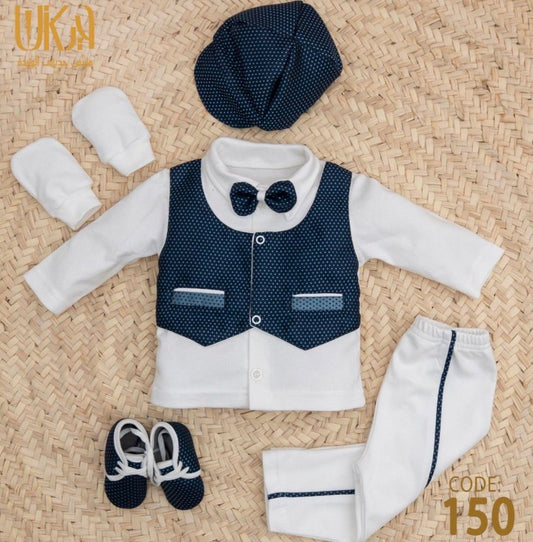 Stylish Navy Polka Dot Baby Boy Birth Box Set