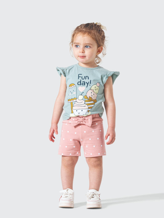 ترنج بناتي شورت ايس كريم اخضر