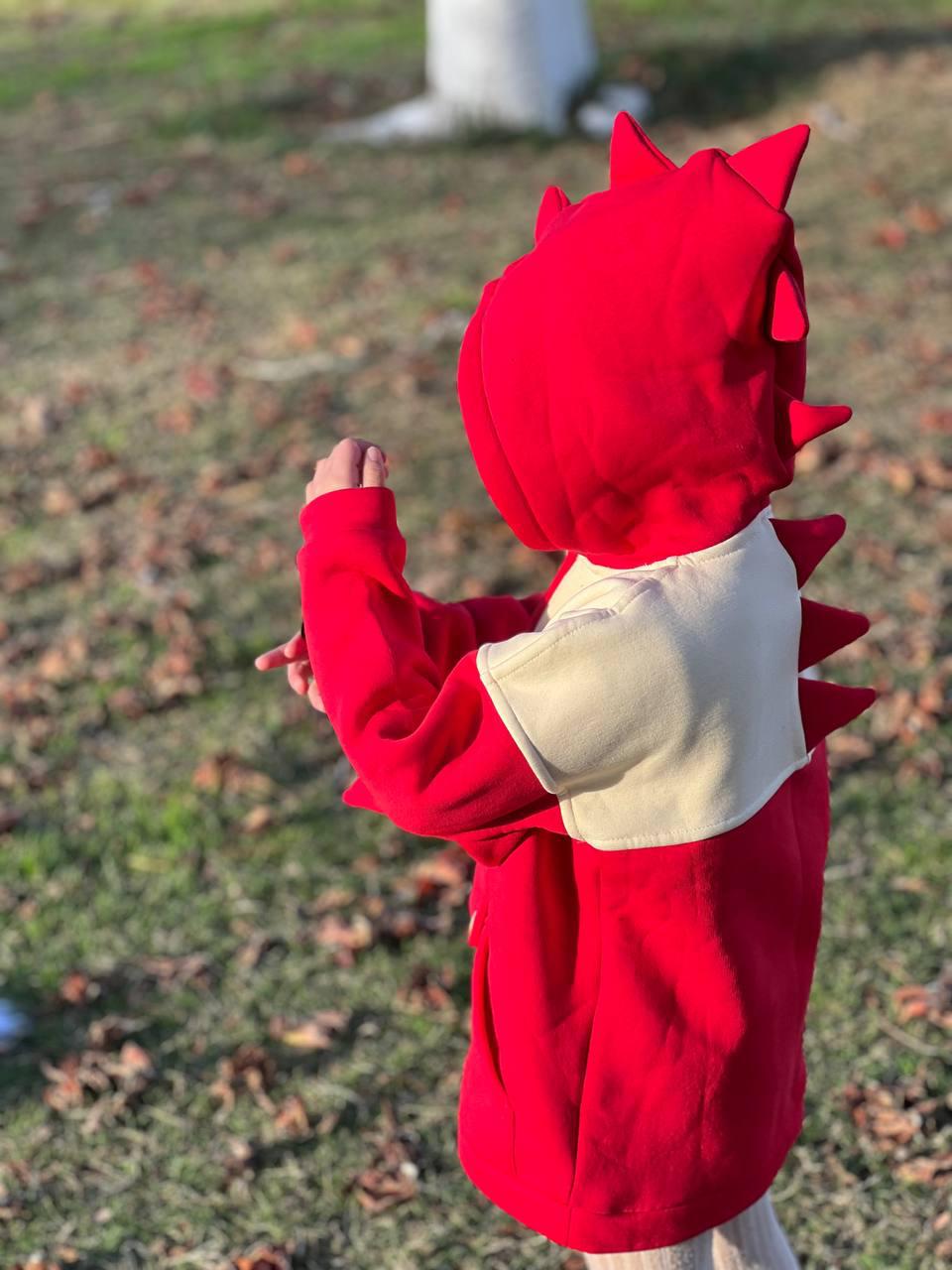 Plush Red Crocodile Hoodie for Toddlers
