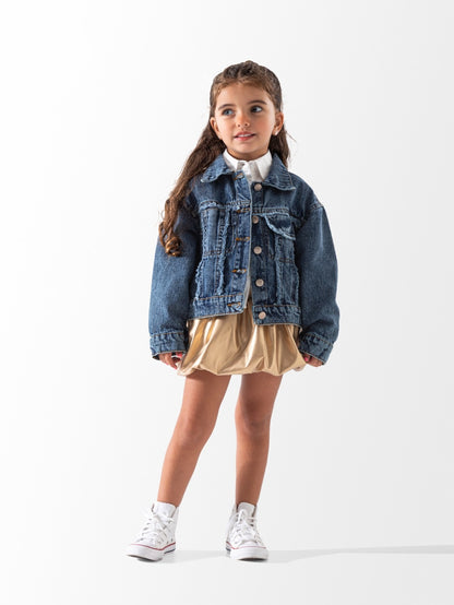 جاكيت جينز (دينيم) كلاسيكية للأطفال بتصميم عصري ولمسات أنيقة ومريحة