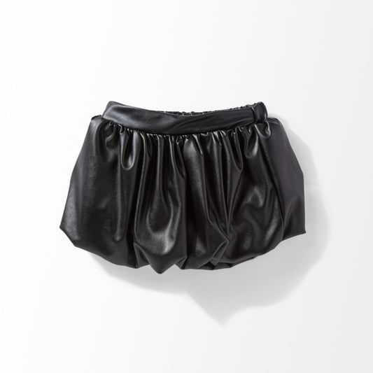 تنورة جلدية سوداء بتصميم "البالون" العصري - أناقة مميزة للفتيات
