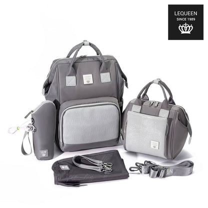 Lequeen Diamond 7TH Edition Waterproof Original mommy bag - الجيل السابع الدايموند من ليكوين جلد طبيعي رصاصي image 0