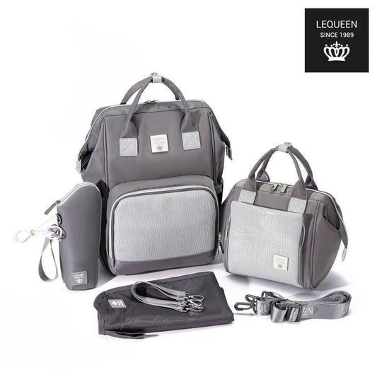 Lequeen Diamond 7TH Edition Waterproof Original mommy bag - الجيل السابع الدايموند من ليكوين جلد طبيعي رصاصي image 0
