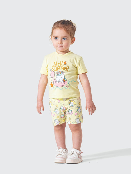 ترنج بناتي شورت يوني كورن اصفر