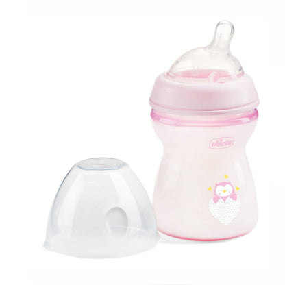 Chicco Natural Filling Plastic Bottle 250 Ml + 2 Months Transparent Rose image 2