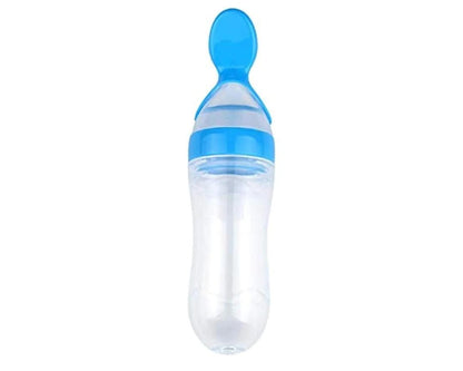 ببرونة بمعلقة للأطفال Baby food feeding bottle - blue image