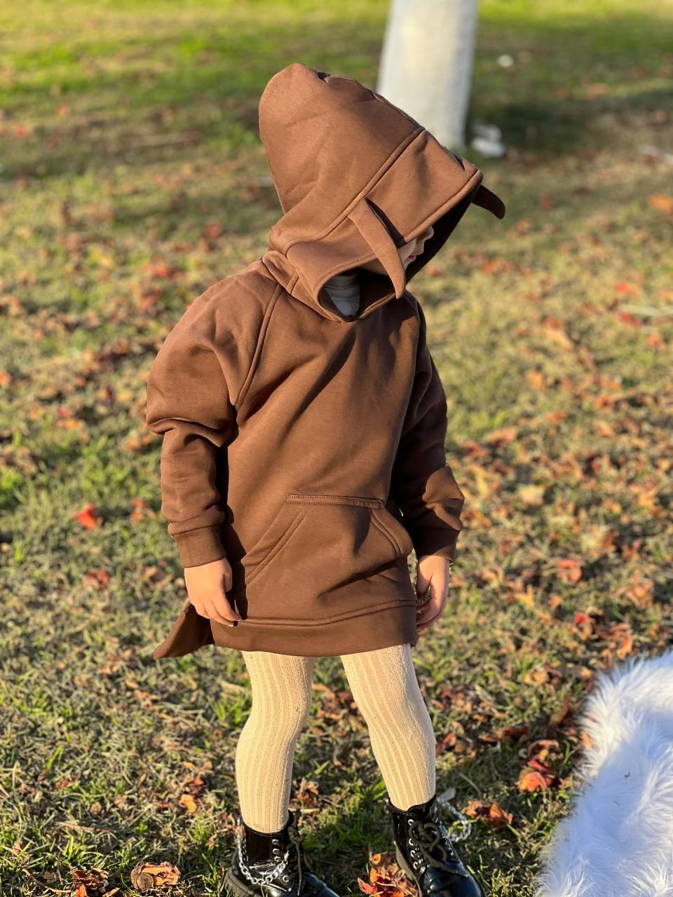 Plush Brown Hoodie for Toddlers