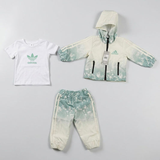 ترنج اديداس اطفال 3 قطع اصفر مشبح اخضر