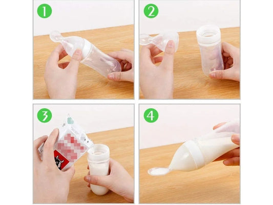 ببرونة بمعلقة للأطفال Baby food feeding bottle image 1