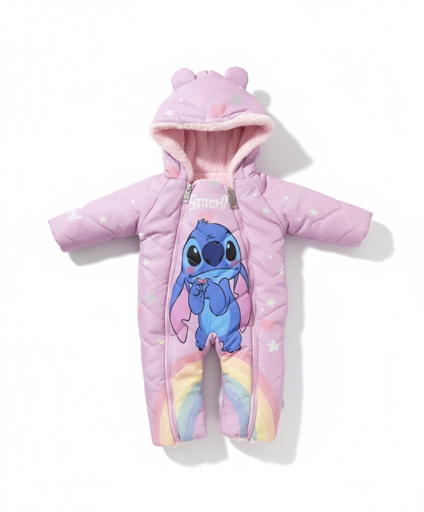 بدلة ثلج "ستيتش قوس قزح" رائعة للرضع: دافئة وفخمة، مثالية لدفء طفلك.