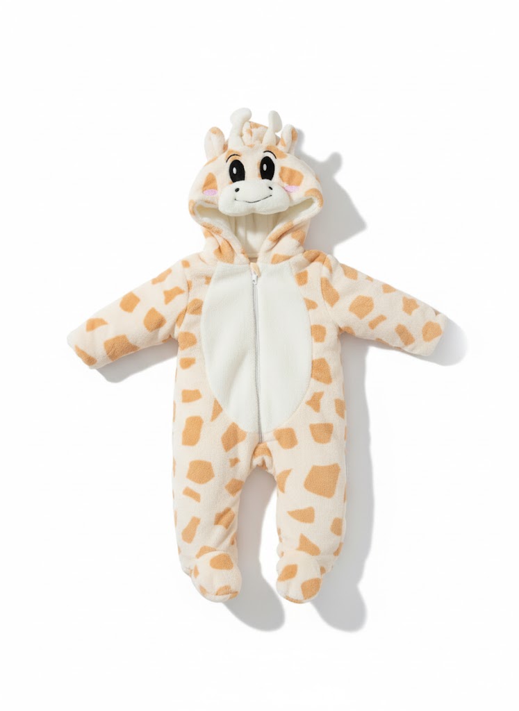 سالوبيت رضيع لطيف بنقشة زرافة - قطعة واحدة ناعمة ومريحة لحديثي الولادة