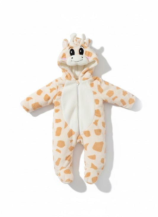 سالوبيت رضيع لطيف بنقشة زرافة - قطعة واحدة ناعمة ومريحة لحديثي الولادة