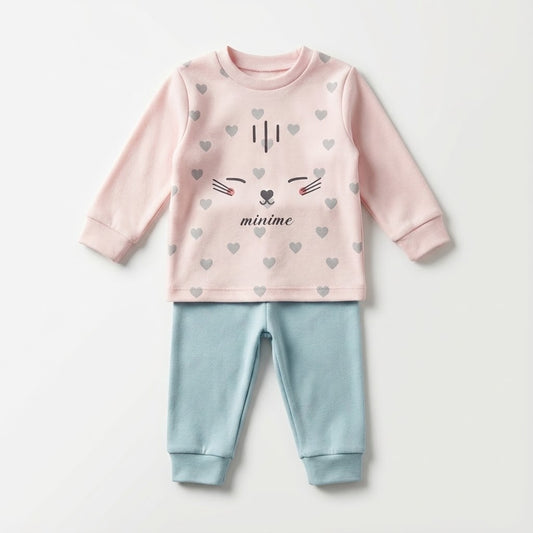 طقم "مينيمي" الرقيق: ملابس نوم مريحة باللونين الوردي والأزرق لطفلك